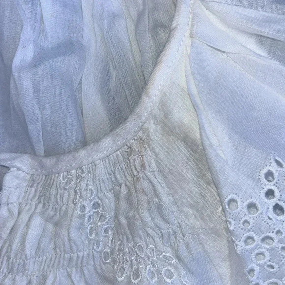 EUC Frame Womens White Self-Tie V-Neck Puff Sleeve Mini-Dress Sz M *defect* - Picture 6 of 7